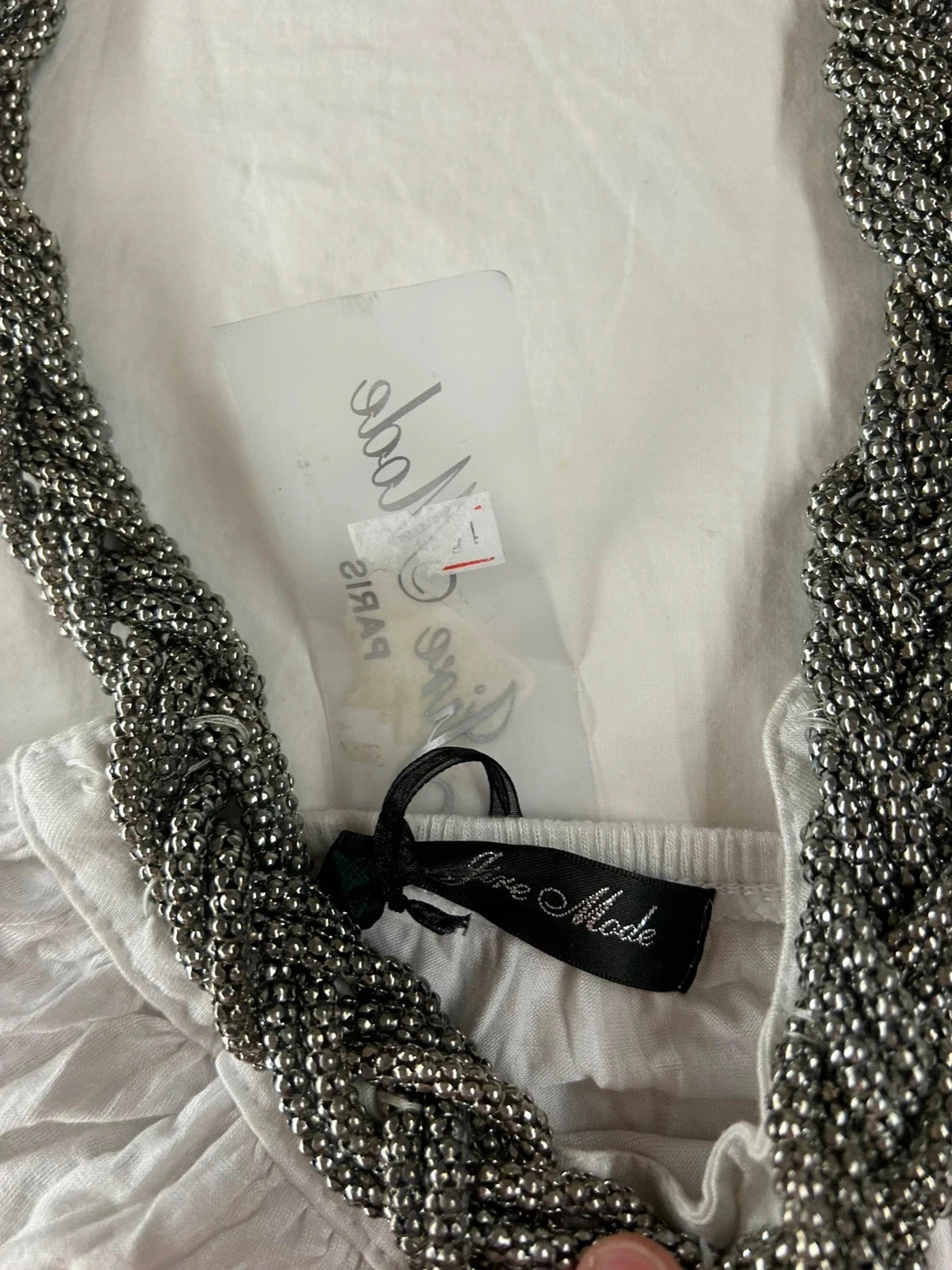 White viscose dress with silver accessories – photo 5